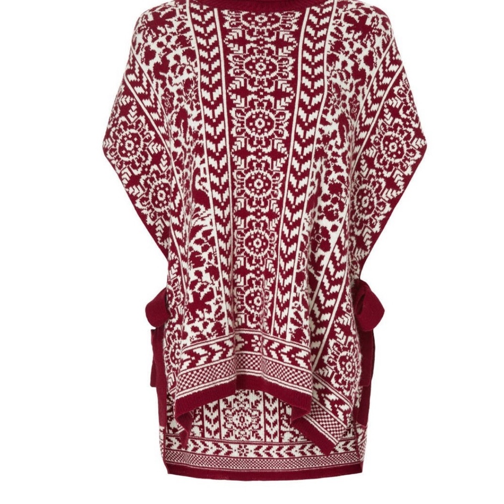 LA DoubleJ Burgundy and Cream Turtleneck Sweater - Picture 5 of 6